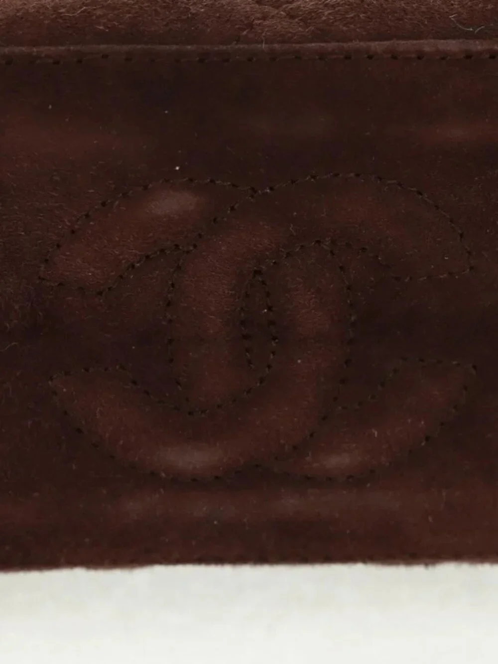 CHANEL Matelasse Gripoa Hand Bag Suede Brown Gold CC Auth 163367V
